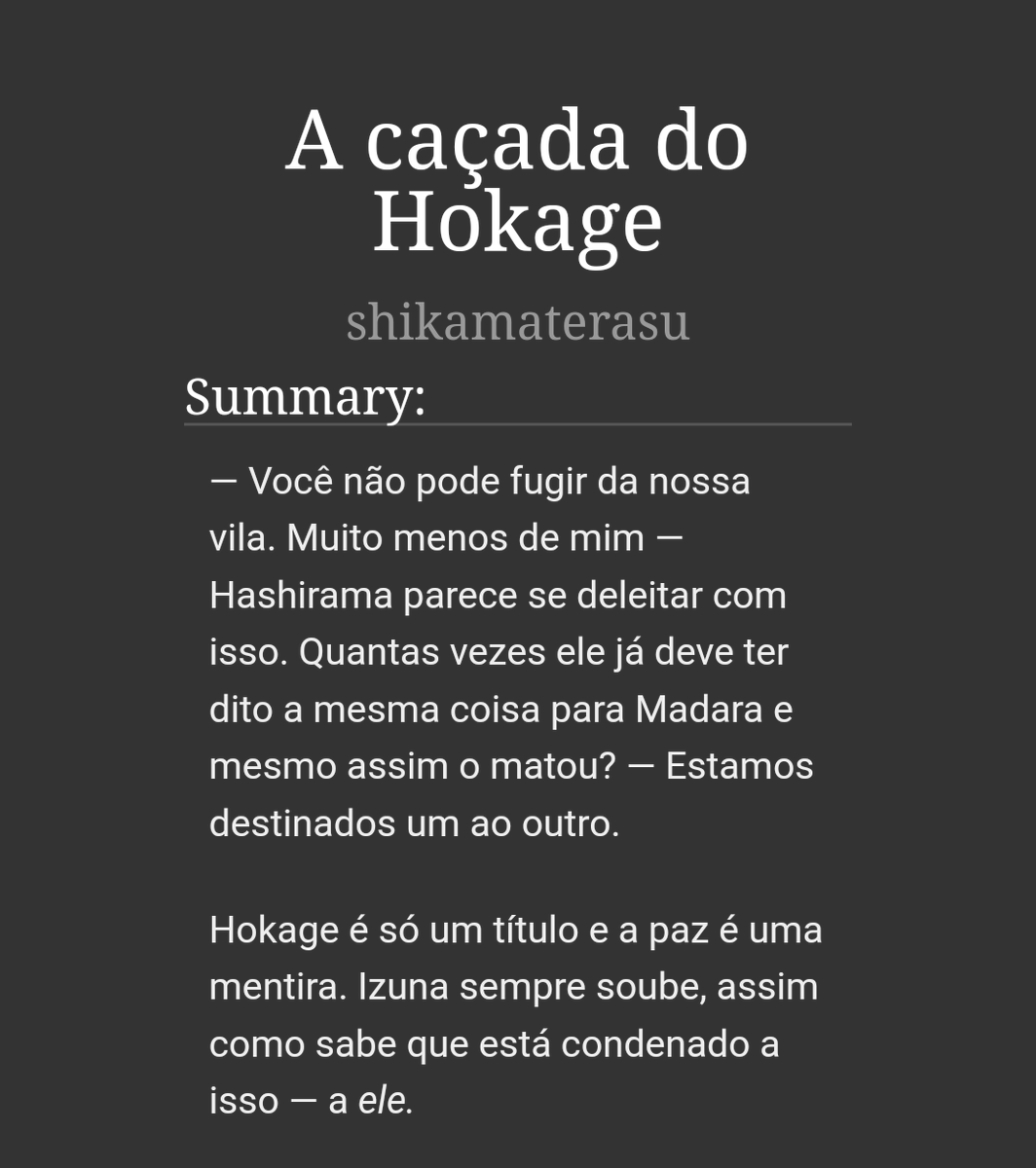 starweiser's tweet photo. ⚠️ Rape/Non-Con

HashiIzu — Prompt “Hokage”. Mais uma fic para @IzunaWeek2023 

Series: Part 2 of Outros Usos do Mokuton

🔗: https://t.co/N4wQLJpd9o

#izunaweek2023 https://t.co/jbMDoeGS1E