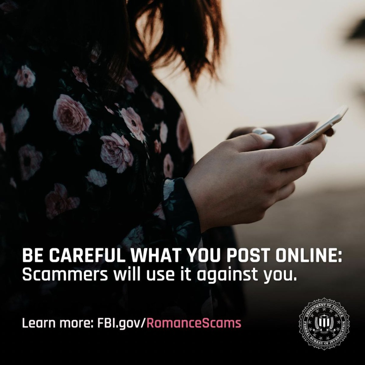 Your online posts reach more than just your friends, family, and colleagues. Scammers use your profile details to target you. Report attempted fraud to the FBI’s Internet Crime Complaint Center at ic3.gov. fbi.gov/romancescams