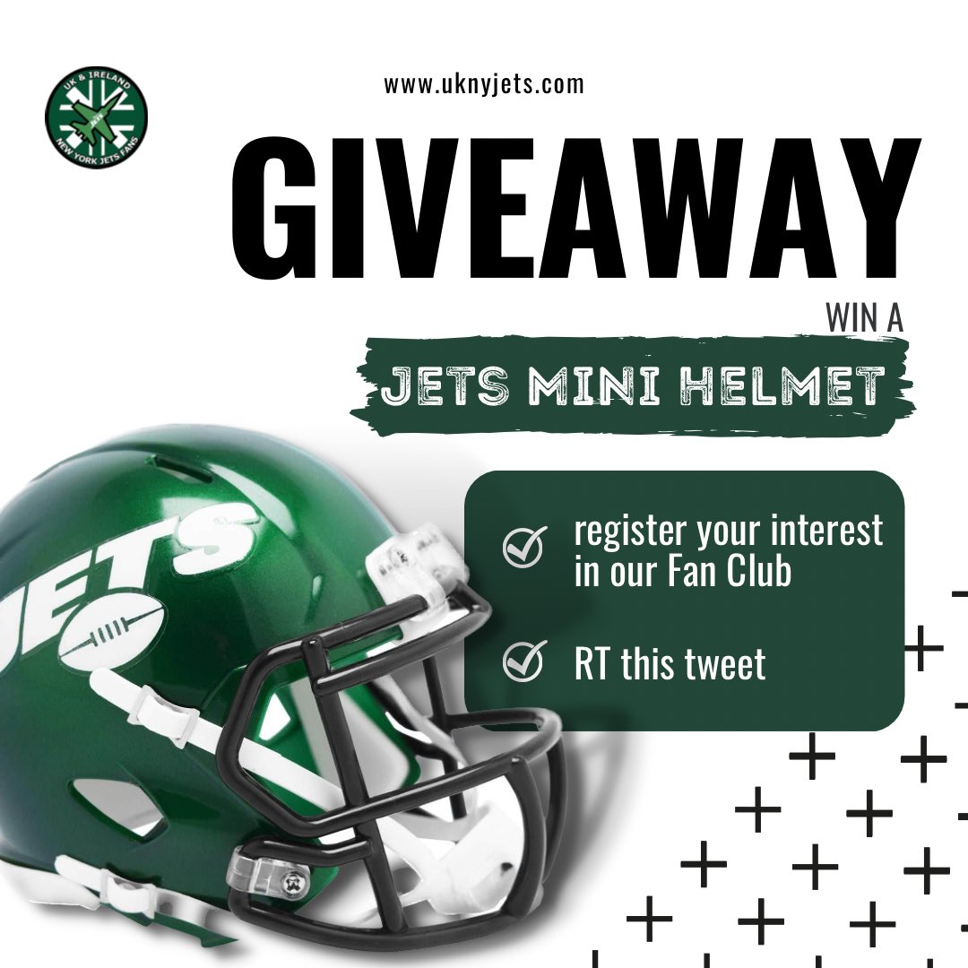 UKNYJets's tweet photo. ‼️ GIVEAWAY ‼️

To celebrate the launch of our new website, we are running a giveaway to win a New York Jets mini-helmet!

All you have to do to enter is:

✈️ register your interest in our Fan Club: https://t.co/eWjJIDeJiV

✈️ RT this tweet

Entries close at 6PM next Sunday! https://t.co/WQ71qcJmfH