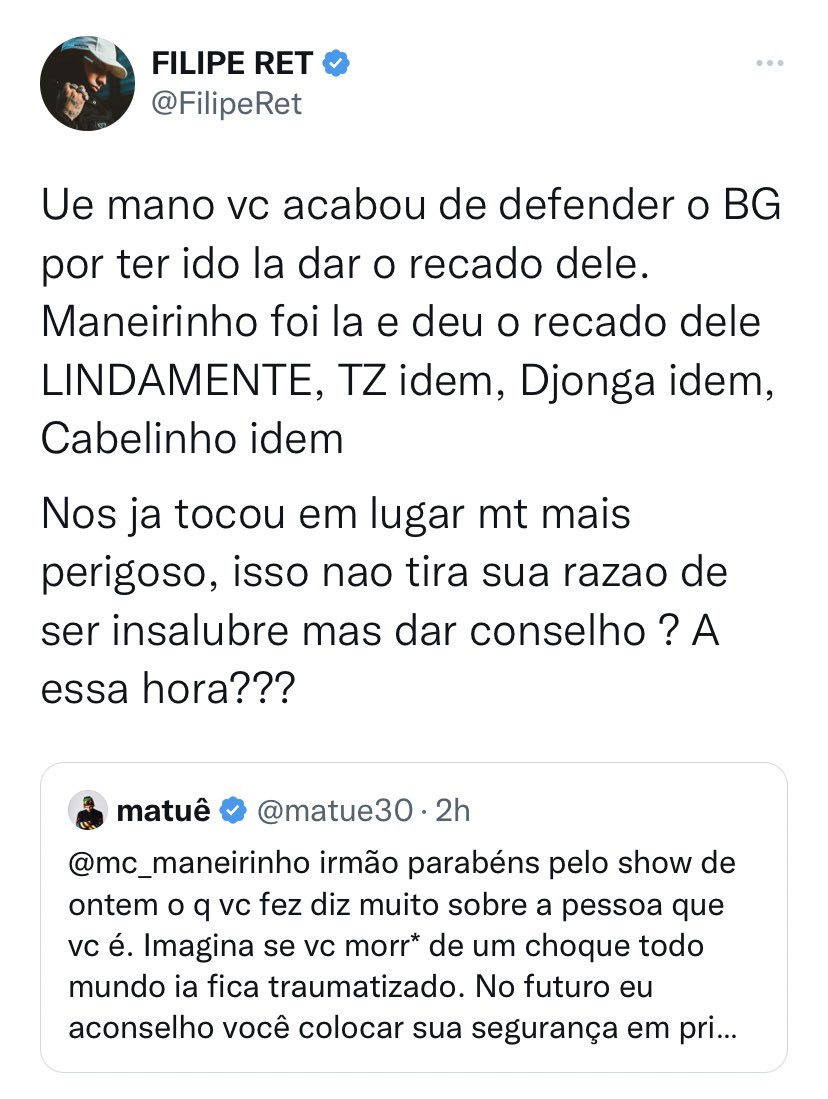 Qual o sentido dessas respostas no tweet do Matue pqp

Os cara precisa fazer um curso de interpretação de texto com o professor Pasquale