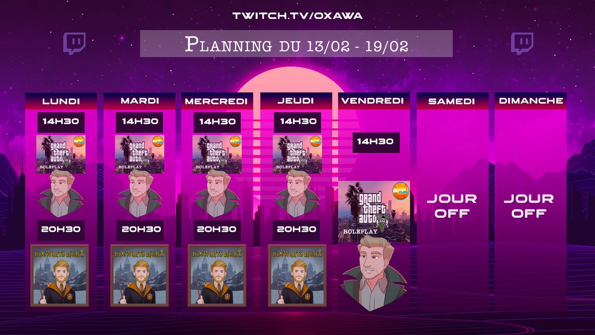 Oxawa's tweet photo. 🚨PLANNING DE LA SEMAINE!🚨
#planning #stream #twitch #foryou #FYP #fypシ #pourtoi
@RTwitchFR
@retweet_stream
@RT4French
@PetitsStreams
@stream__twitch https://t.co/I8eYmaZPQQ