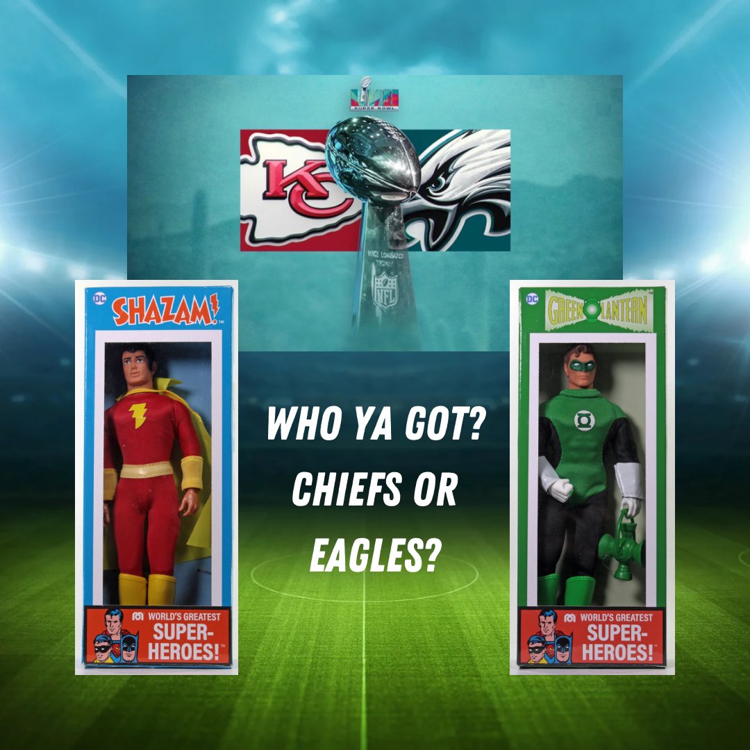 Tonight’s the night! Who ya got Chiefs or Birds? It’s going to be close, but I got the Eagles of course!! #MakeMineMego #AbsolutelyRetro @MegoCorp @Eagles @JalenHurts