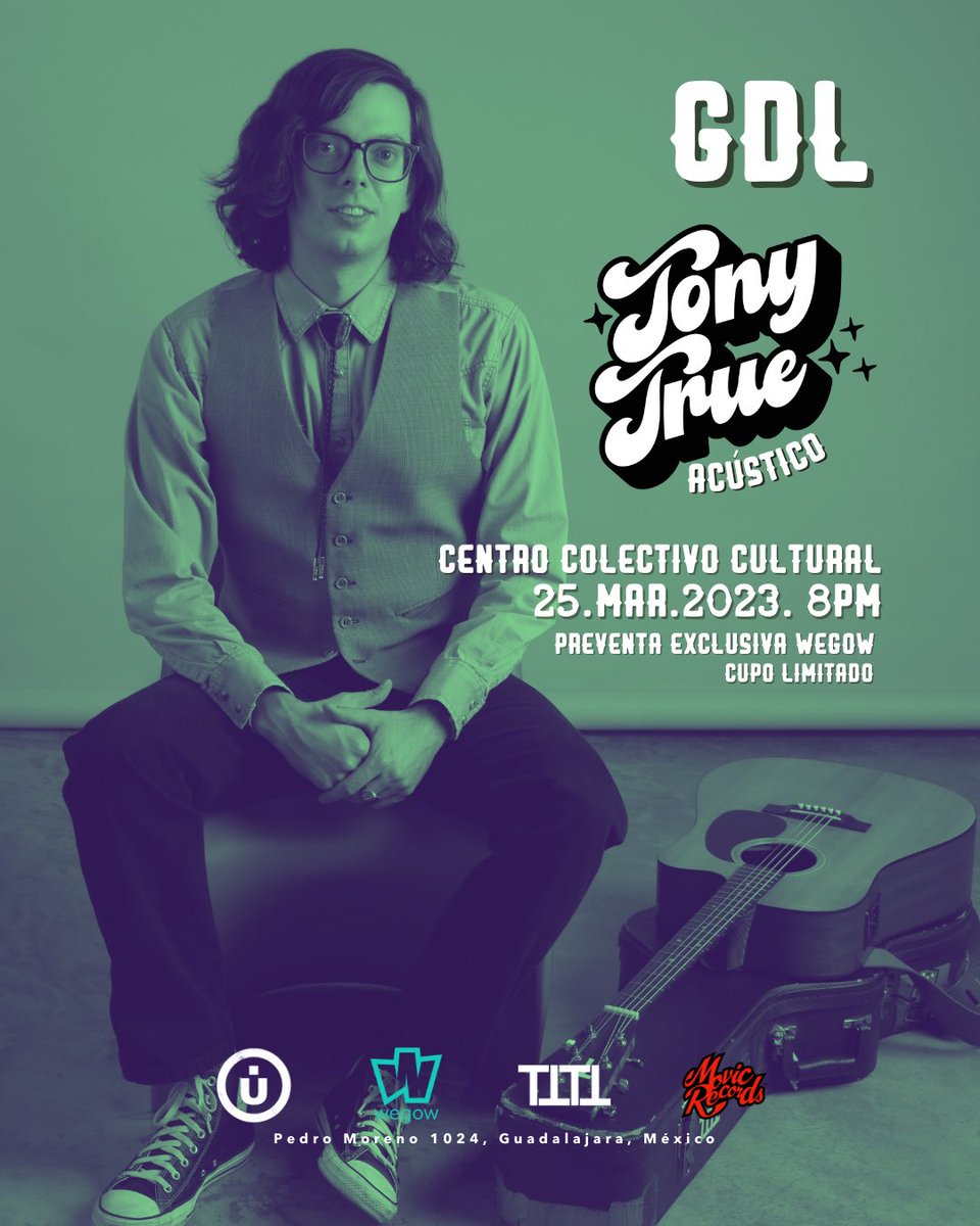 tonytrueoficial's tweet photo. Está gira acustica se cierra en GUADALAJARA! 
Muy emocionado de poder visitarlos por primera vez solito con mi guitarra.
Los boletos están en mi bio, si señor! https://t.co/I3lLEkDdCE
