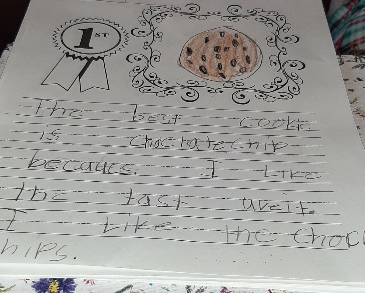 We have been working on opinion writing this nine weeks. Students participated in a cookie taste test and tasted 3 different types of cookies. Students then wrote their opinion on what the best cookie is.
