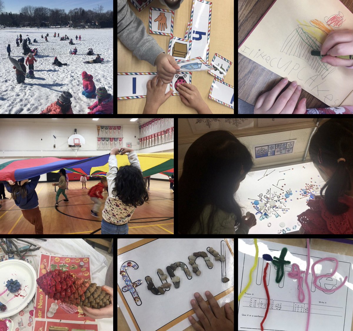Some of the things we were up to last week - we explored our new light table, parachuted in the gym, had some fun outdoors on the days it didn’t rain, and continued with our learning adventures in our centres. 💞