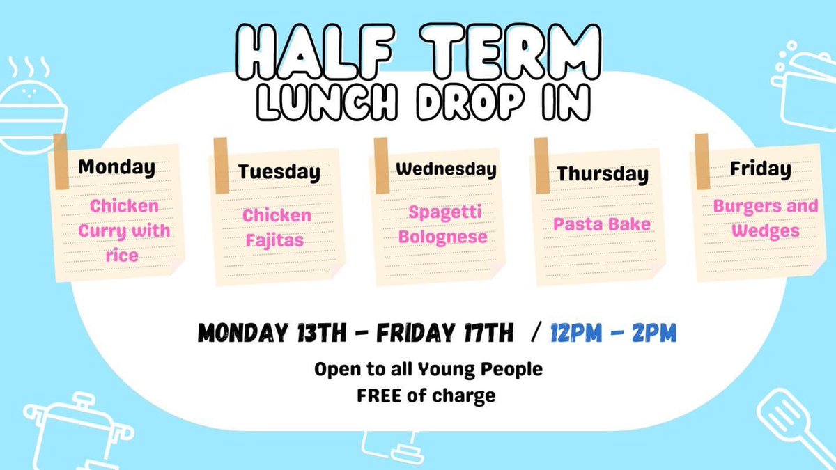 Don’t forget we are providing FREE hot meals to young people during half term.  

Why not pop in, grab some food and chat with one of the team.  

#NotJustABoxingClub