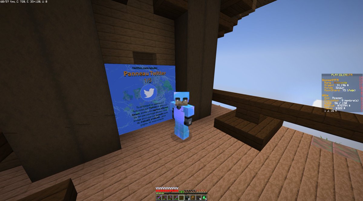 Goose37117's tweet photo. Hey @IdleMC_ 2 panneaux de trouver sur 5 Goose37FR est à la recherche ! #IdleMC_ https://t.co/NkQqKv4l94