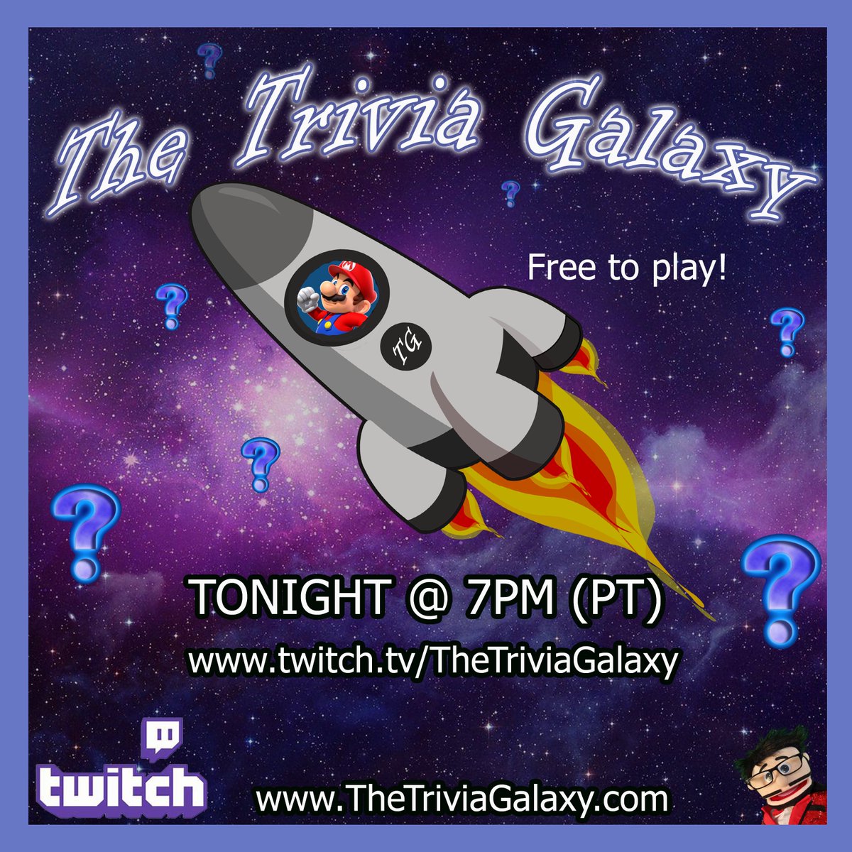 #thetriviagalaxy is back tonight with some TV themes and a celebration of the world's most famous plumber.

Submit your answers: forms.gle/dEnmTspsJyrGm8…

#trivianight  #trivia  #quiz  #itsamemario #blackartists