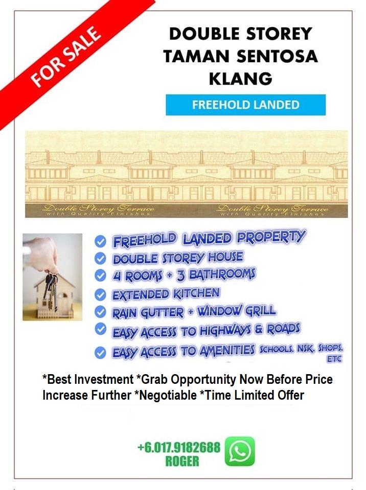 SentosaKlang's tweet photo. House For Sale Taman Sentosa Klang for family or investment freehold landed property affordable cheap rumah mampu di milik Selangor
#House #For #Sale #Taman #Sentosa #Klang https://t.co/wElARW2PrZ