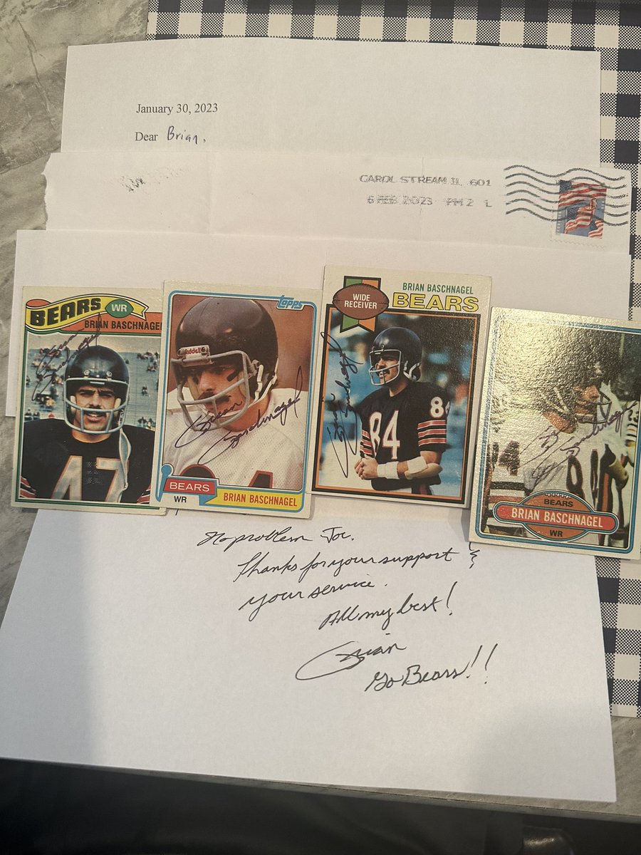 memorabiliaddy's tweet photo. #BrianBaschnagel #Football #Pigskin @NFL @nflnetwork #Autograph #Autographs #AutographCollector #Memorabilia #GreatGuy #ThankYou #AutographSuccess #TTM #Autographs #TTMSuccess @ChicagoBears https://t.co/jcdKrBff9j