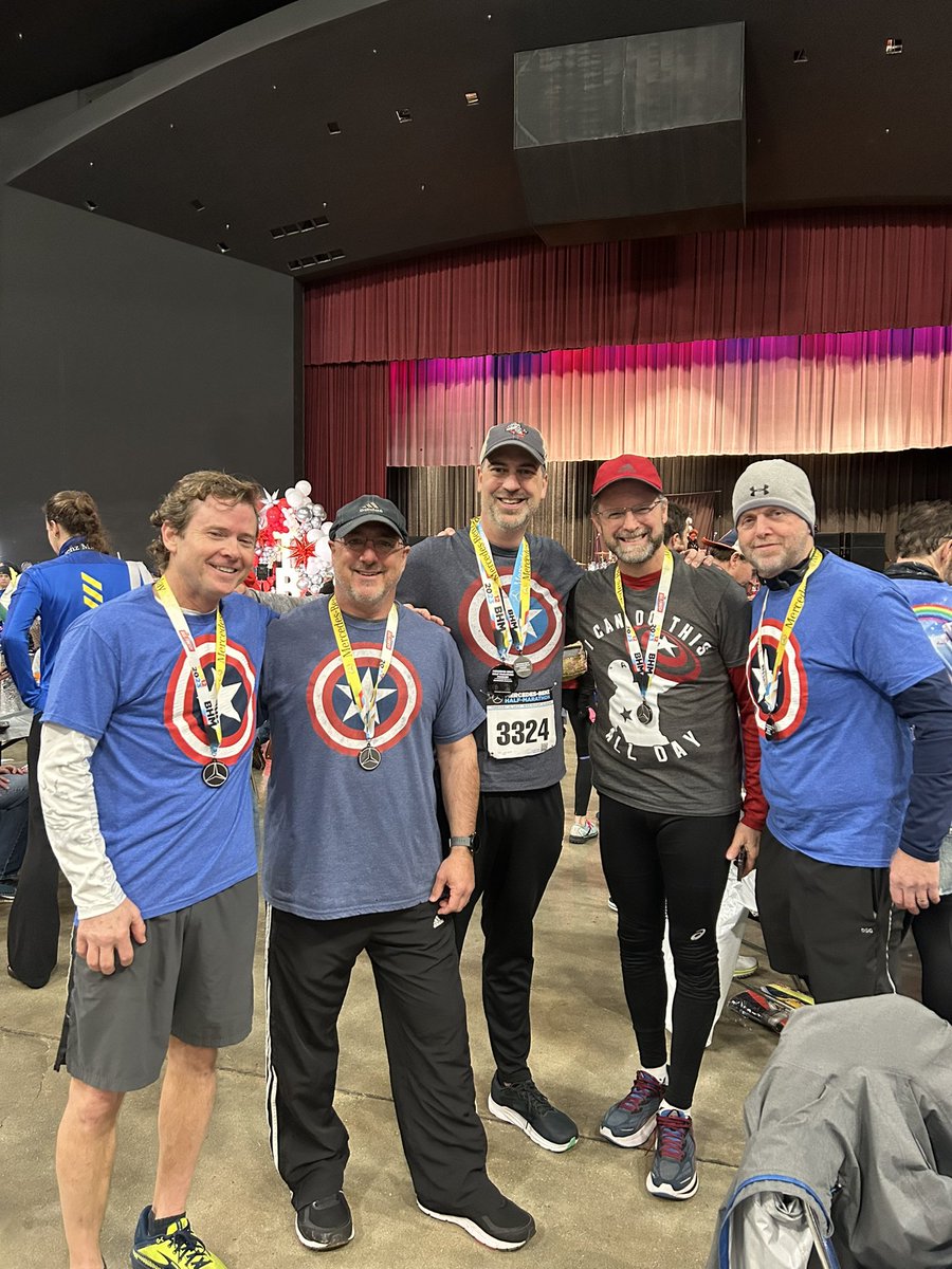 Ran the last <a href="/Run_Mercedes/">Mercedes-Benz Marathon Weekend</a> today. Ran the half and relay leg with a great bunch of guys. We wore Captain America in memory of my son Connor. Cold but a great day.