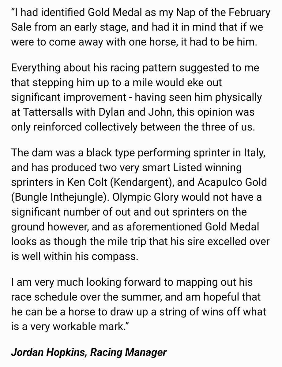 QThoroughbreds's tweet photo. One week since the Tattersalls February Sale and our most recent purchase, Gold Medal, has settled in superbly well @dylancunha_uk.
Contact @jhchevaux for more information on available shares. #surefirewinner ๐ฅ https://t.co/vCctHpaauC