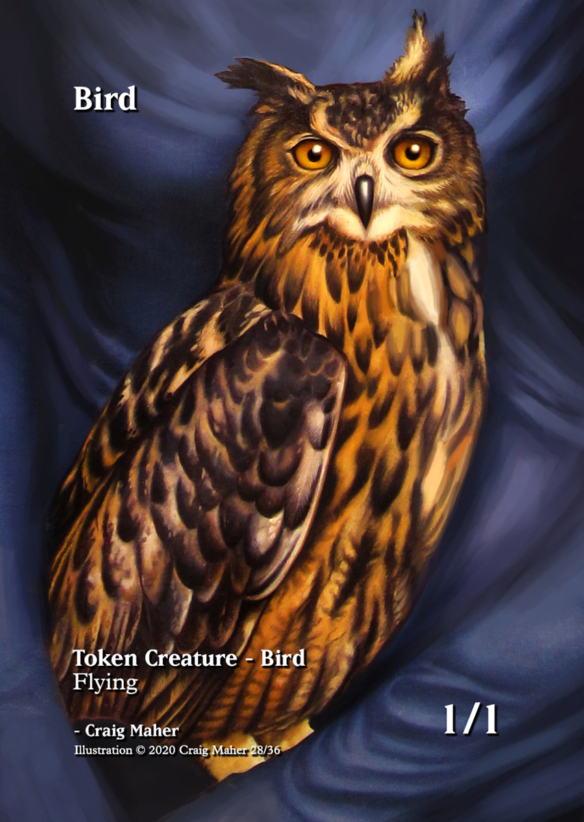 CraigMaherArt's tweet photo. Happy SuperbOwl Sunday!
Craig Maher - Roost - Oil
#SuperbOwl #superbowl🦉 #token #magic #magictoken #mtg #mtgtoken #customtoken #customtokens #magicthegathering  #owl #owlmagic #bird #birdtoken https://t.co/E2VYgIHO7o