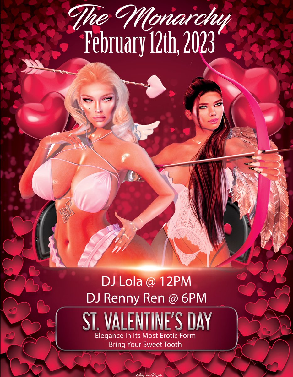TheMonarchy_SL's tweet photo. Part 1 of our Valentine’s Day parties starts now! DJ Lola is ready to play some sexy tunes and there’s a 2k prize for valentine’s best dressed 🏹💓

https://t.co/SOfpbUlooT

#themonarchysl #secondlife #secondlifeparty #secondlifeevents #virtualworlds #virtualreality https://t.co/ZyuXt62cbx