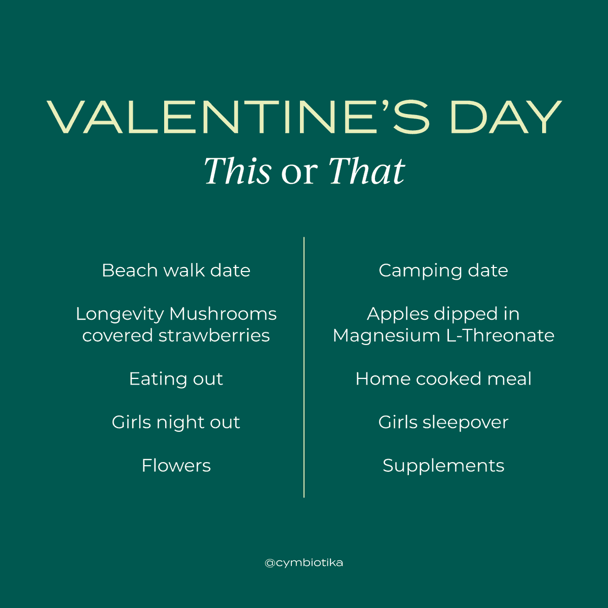 RealCymbiotika's tweet image. What are your favorite Valentines Day activities? 🥰

#cymbiotika #gettotheroot #valentinesday #love #valentinesdayactivities