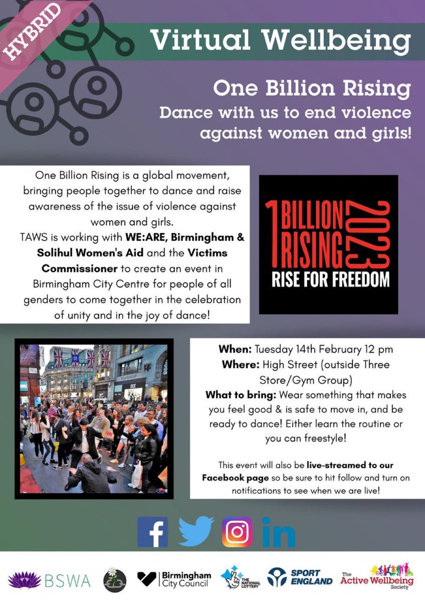 dvsouthbham's tweet photo. Hi #BrumHour Bham City Centre Feb14th 12pm Come dance with us &amp; @TAWSociety @jessphillips @bswaid @HoECF @ScarlettAH_ @nickyebrennan @BVSC @vday to #BreakTheChain https://t.co/Fz4964Ahen
We’ll be #DancingInSolidarity with women around the🌎 #1BillionRising https://t.co/wRsTZX5D6s https://t.co/CivJIemJTm