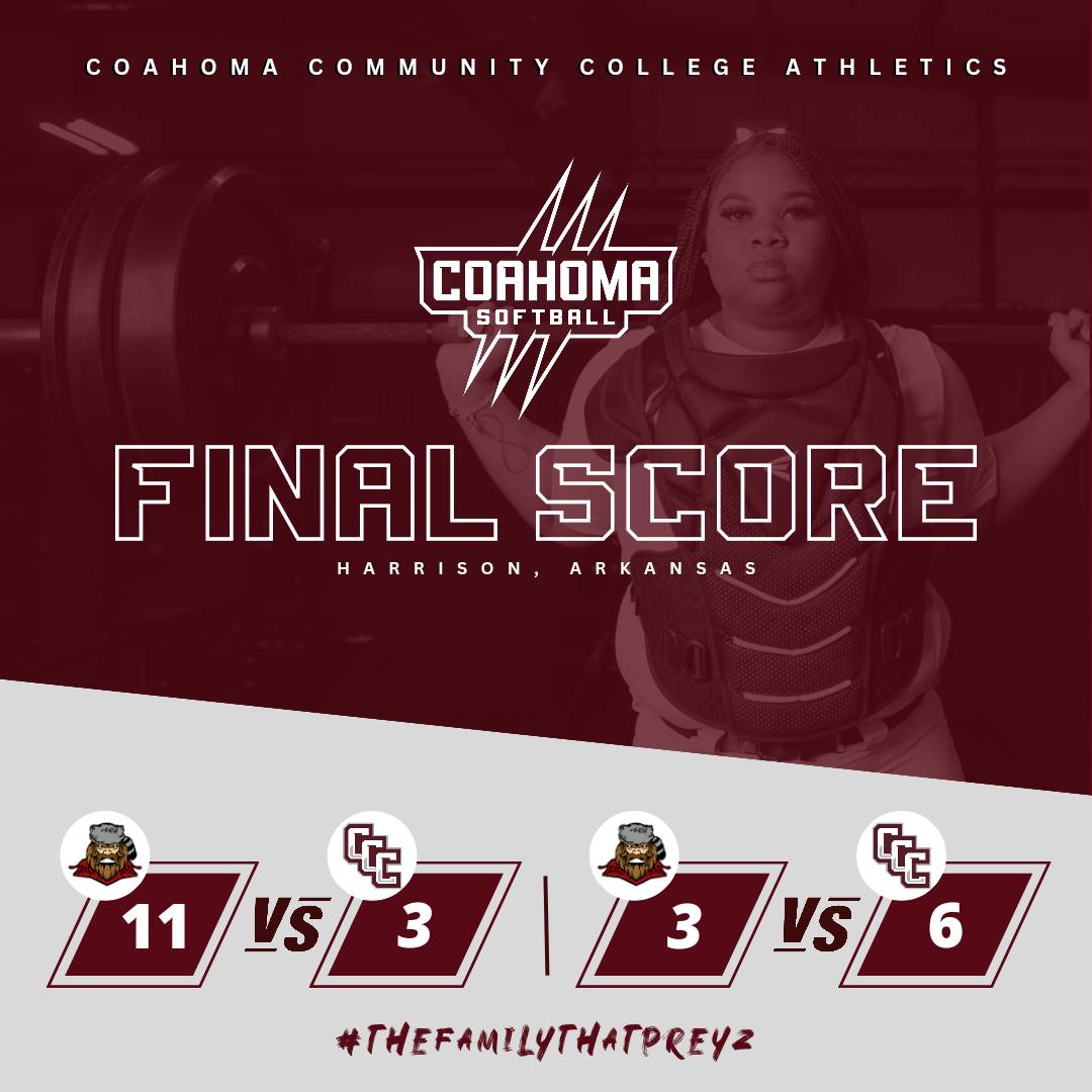 CoahomaSports's tweet photo. #CCCSoftball 🥎 Here are the final scores from Harrison, AR. The Lady Tigers split the series, taking game two. 🔥 #TheFamilyThatPreyz #LetUsHearYouRoar https://t.co/dhBIVU1ajS