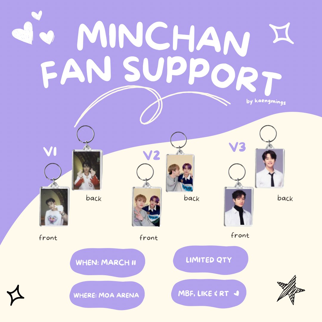 kaengmings's tweet photo. #SKZinMNL2023 
⤷  fan support project for minchan ♡

ᦈ minchan keychain ɞ

⧽ stricly 1:1 ratio, only 10 keychains for each design
⧽ show proof when claiming!
⧽ exact loc and time will be announced on con day :D https://t.co/pCob7wWUec