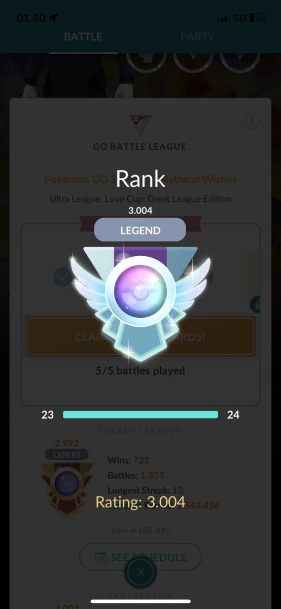 Hell yea!🥳 Finally hit Legend in S13 after a tough season😮‍💨
Huge shoutout to <a href="/BubblemouseOG/">Bubblemouse</a> for sharing that awesome team😁🙏🏻
Started GBL day at 2760~, got up to 2863 and down again to 2750~ before she told me about the team, and boy it went fast after that!😝