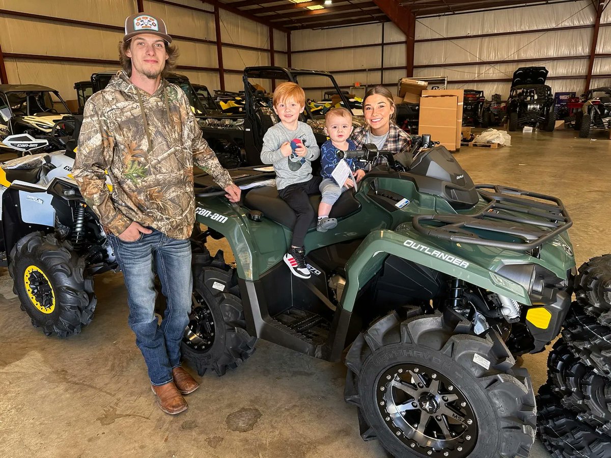 Congratulations to Zach, Chance, Banx and Baye Pack from Mt Olive, MS for purchasing a 2023 Can Am Outlander 570 at Hattiesburg Cycles! #canam #outlander
