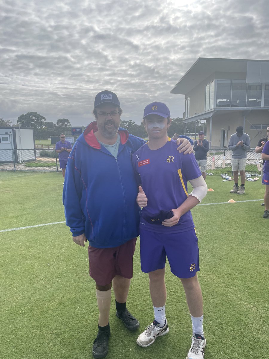 chocca3's tweet photo. I was lucky enough to say a few words and present Sam Gove his first MPCA purple cap today. Good luck and go well mate #GoPurples 🟣 #CountryWeek https://t.co/9NLcNnM2Sf