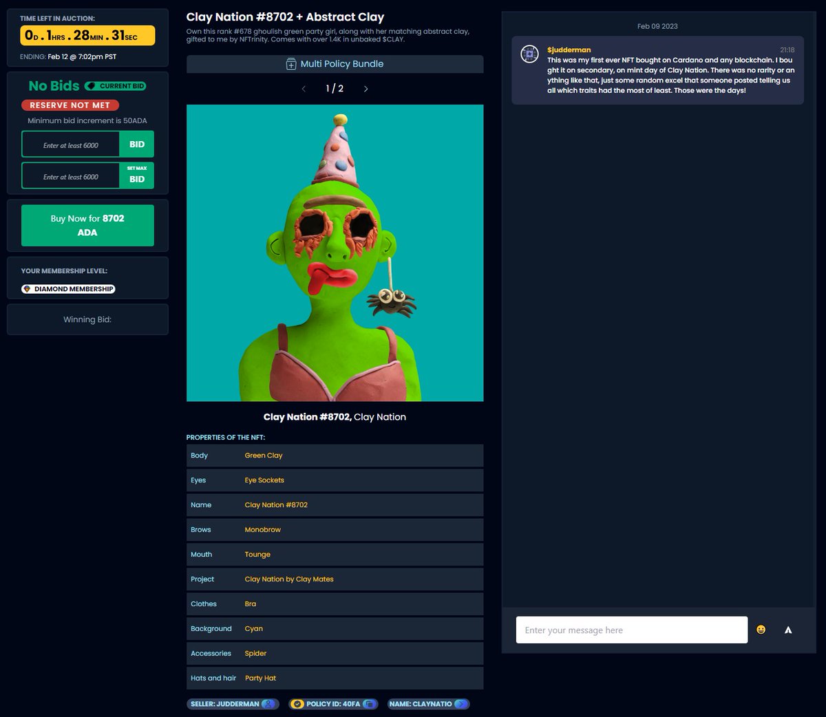 DAH_Nation's tweet photo. Under 2 hours remain for this very special OG $Green @claymates
Ranked 678/10000, #UNBAKED, and comes with an insane #Abstract from @nf_trinity
Tons of value locked up in this one - connect your #Cardano wallet and you're ready to party with her!
https://t.co/ZwMEElkkQB https://t.co/NtVCgH48Mz