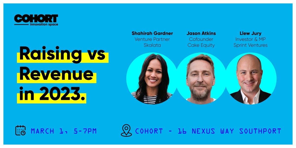 COHORT_SPACE's tweet image. Word is that this event is going to be pretty 🌶️
🥊Raising vs Revenue in 2023
🗓️March 1,  5pm
📍Cohort Innovation Space
🎟️eventbrite.com.au/e/raising-vs-r…