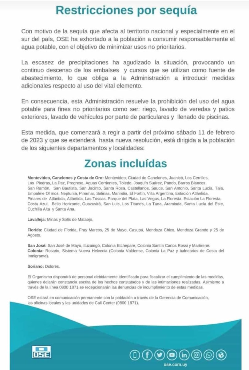 A esperar que llueva y que nos salve el de arriba!!! Con 15 años de <a href="/Frente_Amplio/">Frente Amplio</a> y 3 de coalición no fuimos capaces de avanzar con la tan necesaria Presa sobre el Arroyo Casupá.<a href="/PNACIONAL/">Partido Nacional</a> <a href="/PartidoColorado/">Partido Colorado</a> @cabildoabiertof <a href="/OSE_Uruguay/">OSE</a> <a href="/MAmbienteuy/">Ministerio de Ambiente</a> ESTAMOS EN DEUDA CON EL PAÍS!