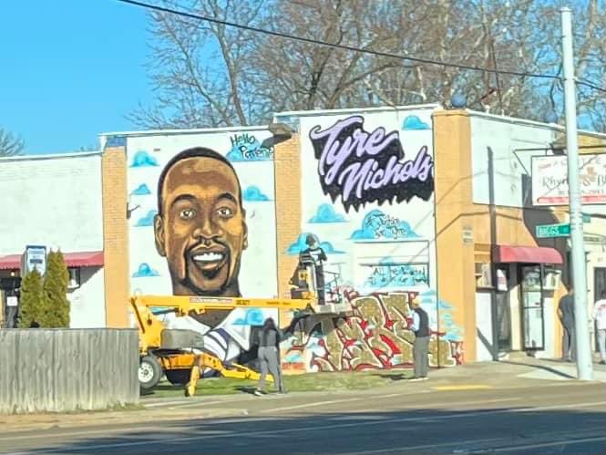 aejohnsonphd's tweet photo. At the corner of Jackson and Biggs in Memphis, Tennessee. 
#JusticeforTyreNichols https://t.co/96iJnXi9tR