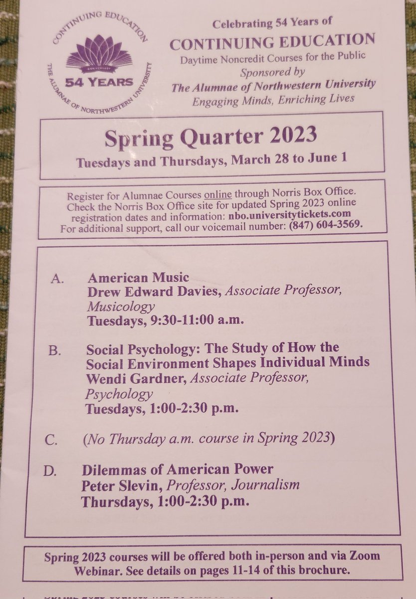 NUAlumnae (@nualumnae) on Twitter photo Registration for Alumnae Spring Q CE courses opens 2/10. Classes held virtually or in person.  Details: nualumnae.org.  See you in class. Registration for Alumnae Spring Q CE courses opens 2/10. Classes held virtually or in person.  Details: nualumnae.org.  See you in class.