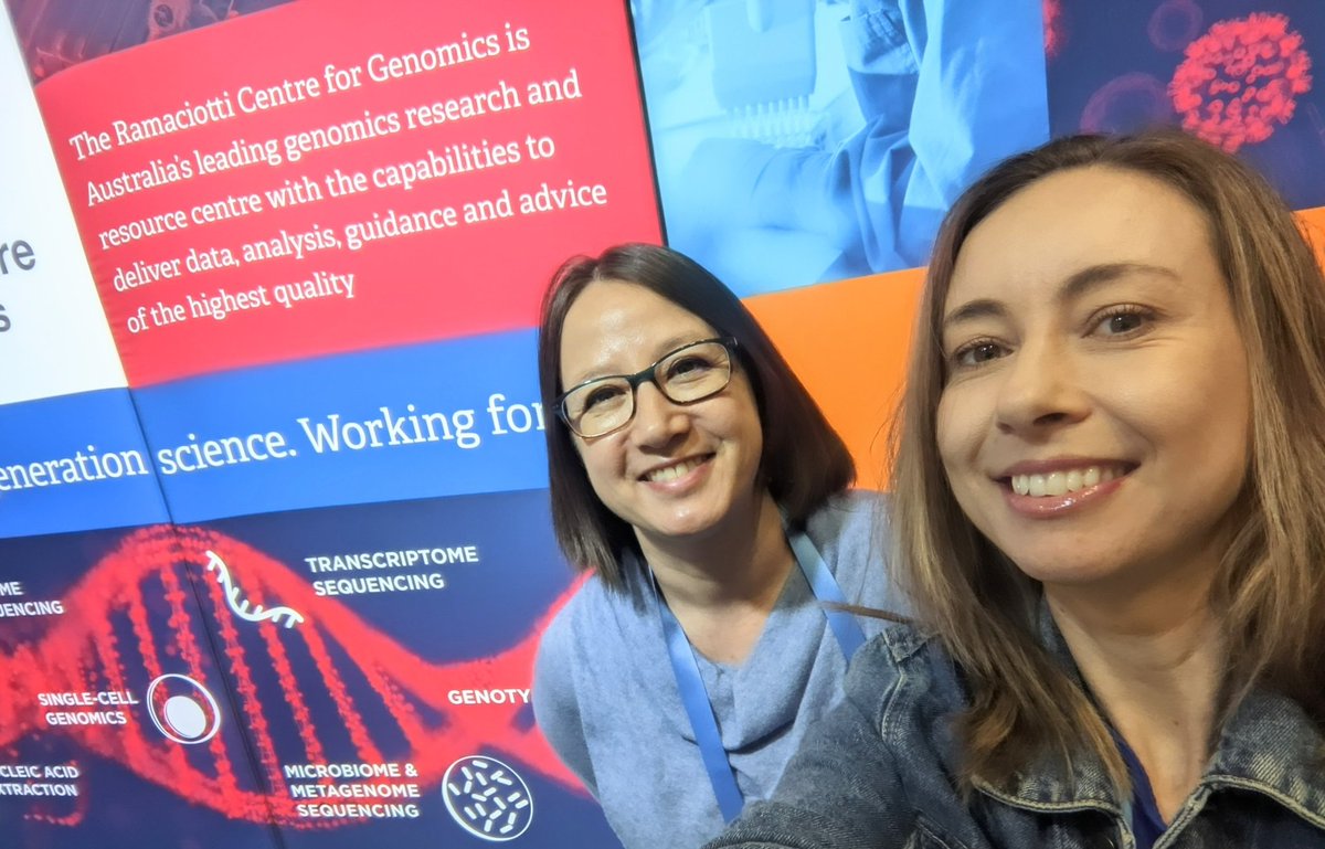 ramacgenomics's tweet photo. A great morning of talks at Lorne Genome @GenomeConf! Kerry and Jess from @ramacgenomics are here waiting to talk to you about how we can support your projects #genomesequencing #rnaseq #microarray #longreadseq #microbiome https://t.co/nQxS0RdmC6