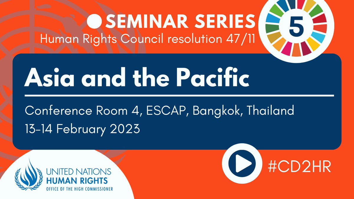 UN_HRC's tweet photo. 🟠 TODAY
The 5th in a @UNHumanRights seminar series to discuss good practices, and identify gaps + challenges in how #development contributes to #HumanRights.
5️⃣ Asia & the Pacific (@UNESCAP)
🗓️ 13-14 February 2023
REGISTER ▶ https://t.co/Sw3ZFlCc1g
#CD2HR https://t.co/ZmjMrVi0o3