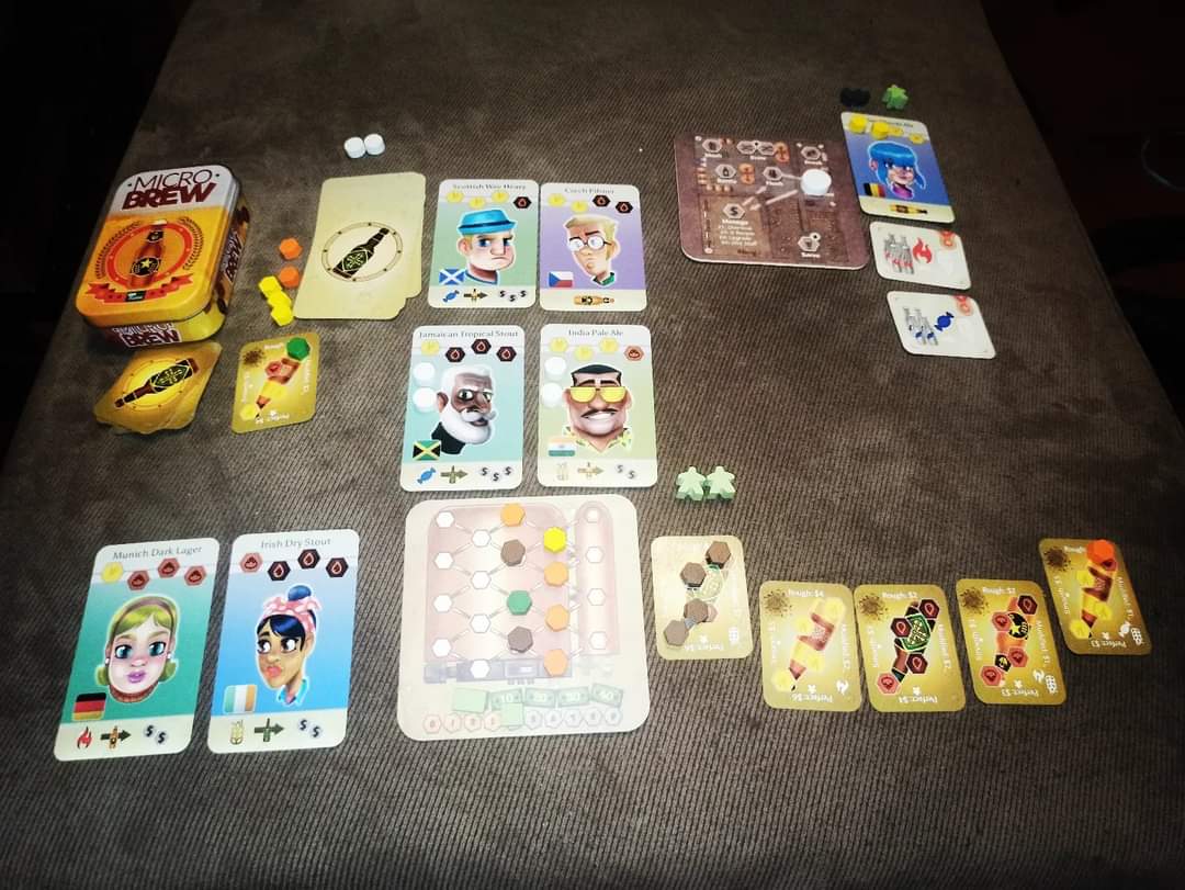 lordmagnusen's tweet photo. Playing #MicrobrewGame in Oktoberfest solitary mode. It's fun, but I'm not very good. It has three victory conditions, I met one, and almost met a second. #boardgames #beer https://t.co/OFZyn0M28i