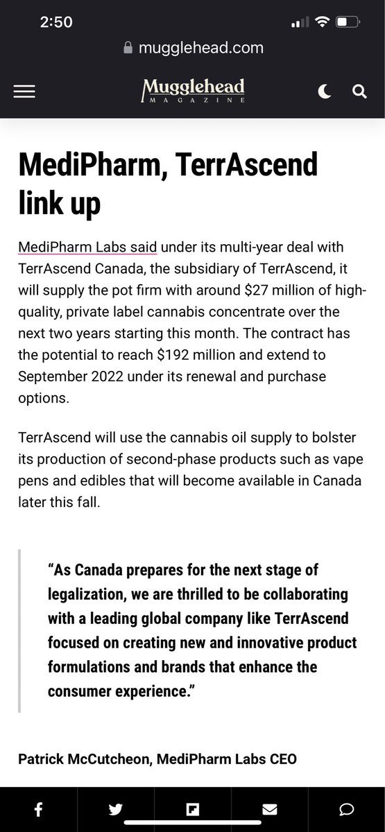 @mollytime777 $TER & Medipharm deal was going to be $192 million by 2022. 🤣🤣🤣 JW is all hat no horse.