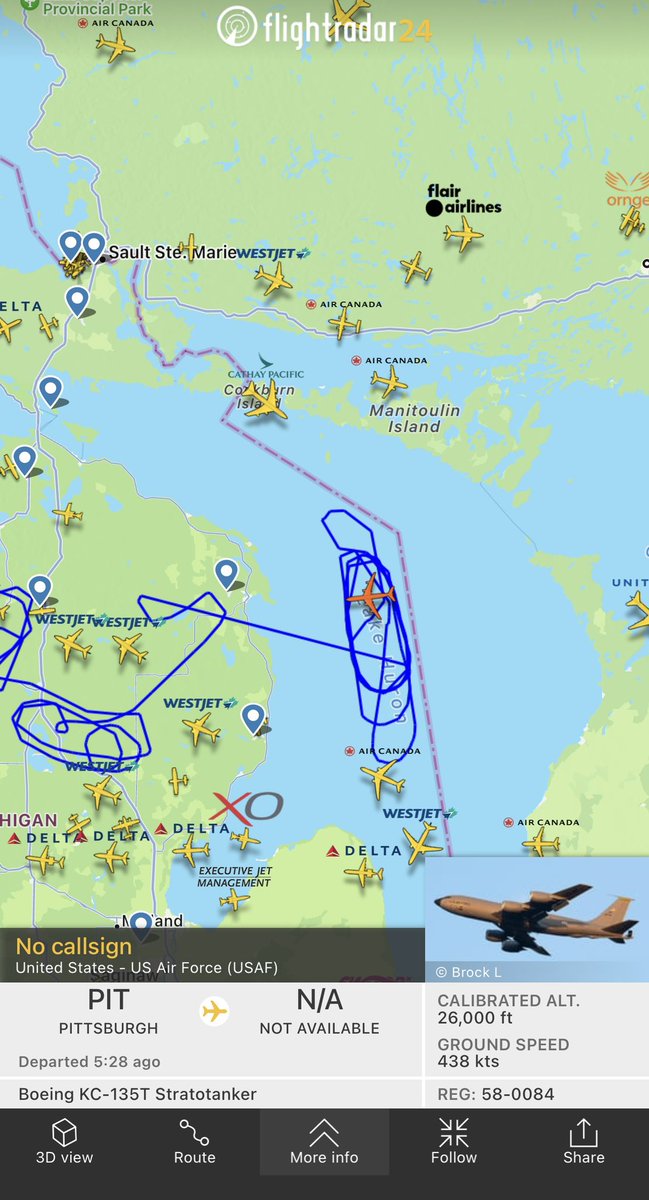 InvestigateEar1's tweet photo. As of 4:38 PM EST, it does not seem as though the situation over Michigan is over quite yet. Over the last few hours, an object was shot down over Lake Huron, but military is still in the air.
#LakeHuron #ufotwitter #uaptwitter #ChinaSpyBalloon #China #HighAltitudeObject #UAPs https://t.co/89PuzgaRSl