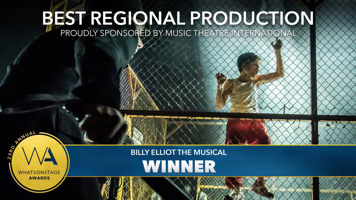 WhatsOnStage's tweet photo. The WhatsOnStage Award for Best Regional Production goes to... Billy Elliot the Musical.

See all the latest #WOSAwards winners: https://t.co/ObYhjI43cx https://t.co/B8TmXa9aAb