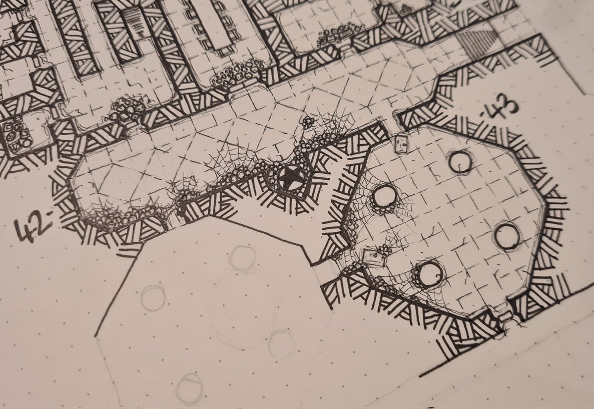 archalofax's tweet photo. Day 42 and 43 of #dungeon23 and all caught up. Looks like the lizardfolk were right to barricade those doors....
#ttrpg #dnd #DodecaRPG #maps https://t.co/Y7uT6olLs2