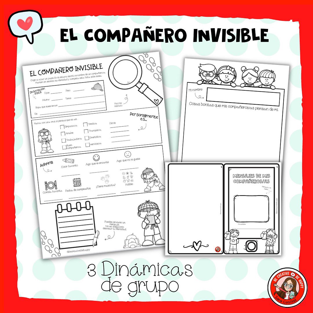 becreative_sara's tweet photo. Dinámica de grupo: EL COMPAÑERO INVISIBLE.
Descúbrela y consíguela en mi Instagram: https://t.co/M7yqUkGqOX
#claustrotwitter #recursosdocentes #profes https://t.co/l0f06NbyYT
