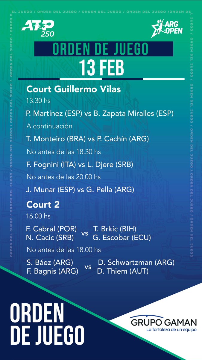 <a href="/filaargentina/">FILA Argentina</a> Partidos de mañana...y el Peque y Thiem en dobles💪💪