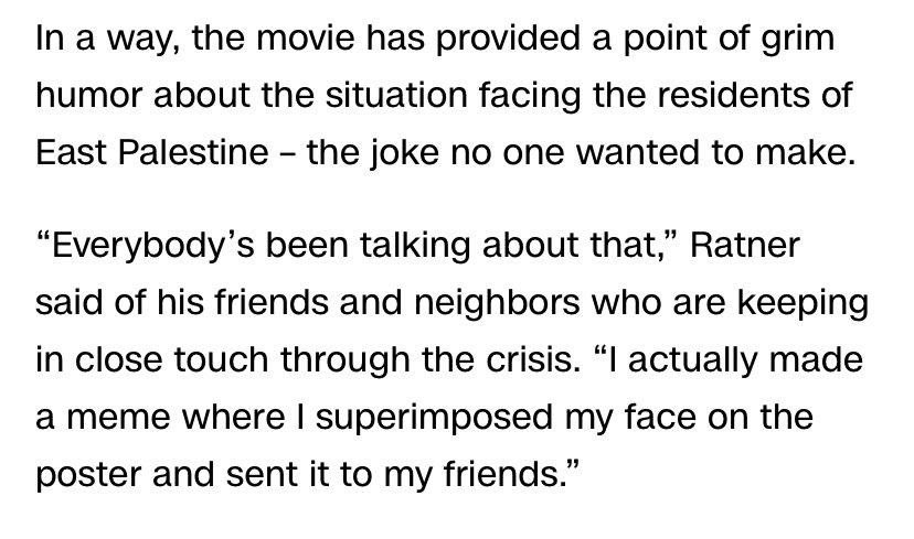 realstewpeters's tweet image. Netflix just shot a movie about a train derailing and spilling toxic chemicals into the air in East Palestine.

It's the film adaptation of the Post Mod novel White Noise, by Don Delillo, about a weird professor of "Hitler Studies" in which death is the primary theme.