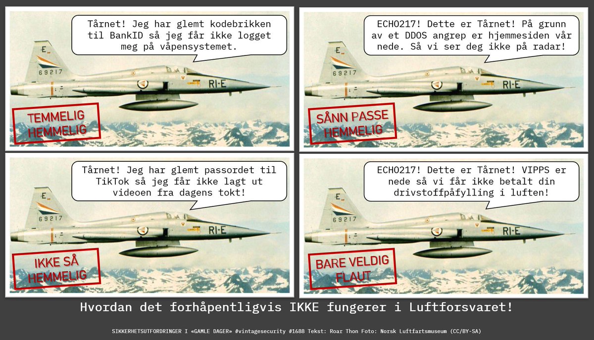 Secdefence's tweet photo. Ingen værballonger i sikte over Norge!
Det kan være like greit!
#vintagesecurity #infosec #sikkerhet #forsvaret #luftforsvaret #TikTok #BankID #VIPPS #DDOS #humor #ironi https://t.co/pXpV1E4noW