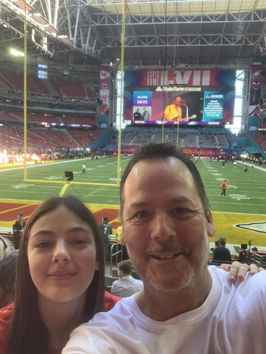 Amazing day in Arizona. Beyond blessed to be able to take my daughter Grace to the Super Bowl. She and I are huge Chiefs fans and it is truly amazing to be able to share this experience with her. #ChiefsNation #superbowl2023