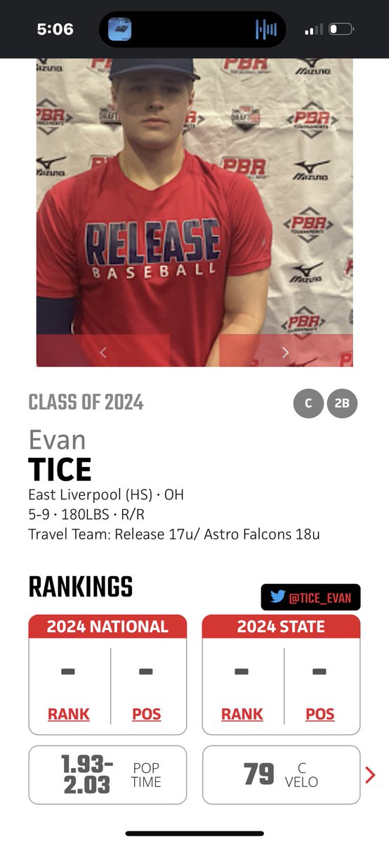 tice_evan's tweet photo. Thank you for a great scout day @PrepBaseballOH @ReleaseBaseball . Pop time 1.93 catcher velo 79! @Coach_Chiero @MaxLackner @BaseballPotters @CoachBertolini @Brettpitzulo @jspan27 @robbie_spagnola @CoachPrince44 @CoachDonnelly6 @BeermanTrevor @ashlandbaseball @PBR_Uncommitted https://t.co/BoKFcs8Rx8