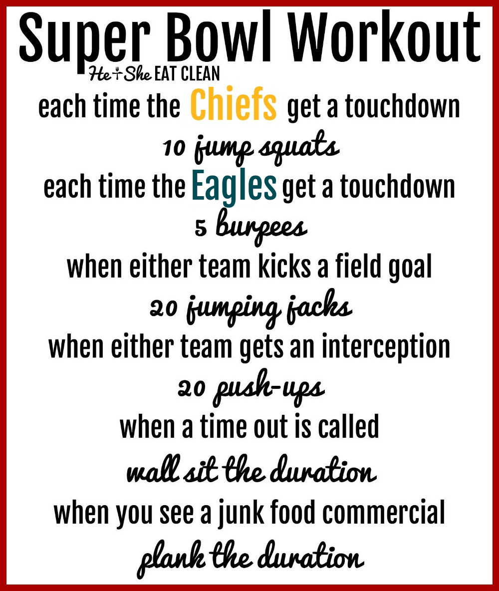 He_SheEatClean's tweet image. Have fun with this #SuperBowl workout! 🏈 #Chiefs #Eagles