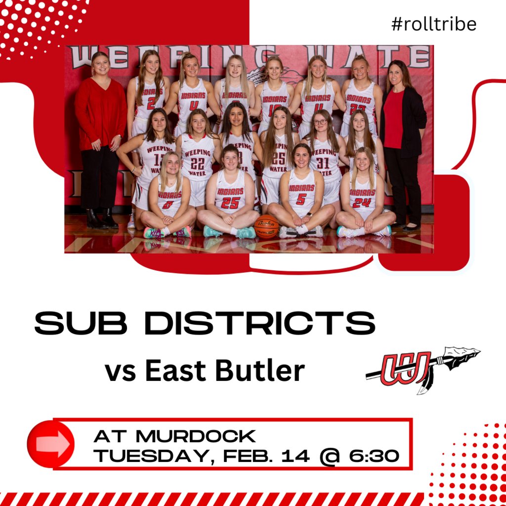 WeepingWaterPS's tweet photo. Good Luck to the Girls Basketball Team as they enter sub district play on Tuesday at Murdock #rolltribe https://t.co/aw1mUBg85y