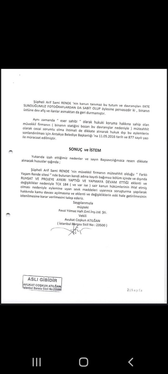 avcemilcicek01's tweet photo. Arkadaşlar bu çok önemli!

Hatay'da Farklı Yaşam Rende Sitesi yüzlerce kişiye mezar oldu. Hala enkaz altında insanlar var.

Binada Özel Rende Gelişim Anaokuluna kolon ve kirişler zayıflatılarak alan açıldığını öğrendim.

2016'daki suç duyurusu ekte. İşlem yapılmamış. Bu cinayet! https://t.co/Il6mHQuf2n