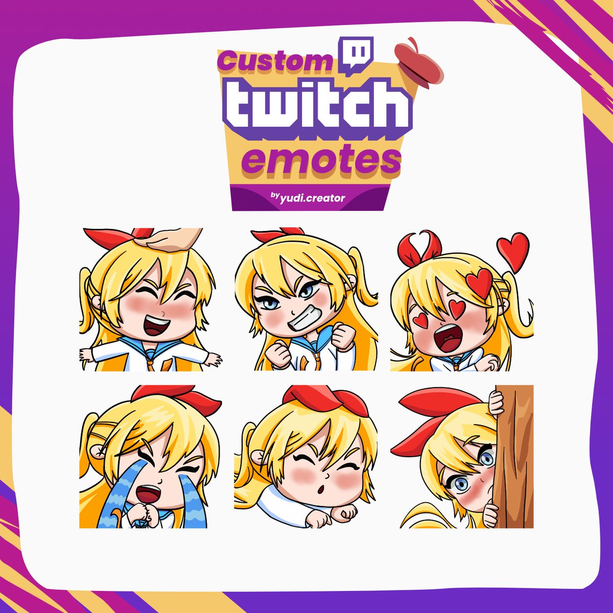 YudiCreator's tweet photo. Emotes - Chitoge Kirisaki🥰

#twitchemotes #cuteemotes #Streamer #kawaiianime #kawaiiar #customemotes #smallstreamer #StreamerCommunity #twitch https://t.co/OU4lh0CRLj