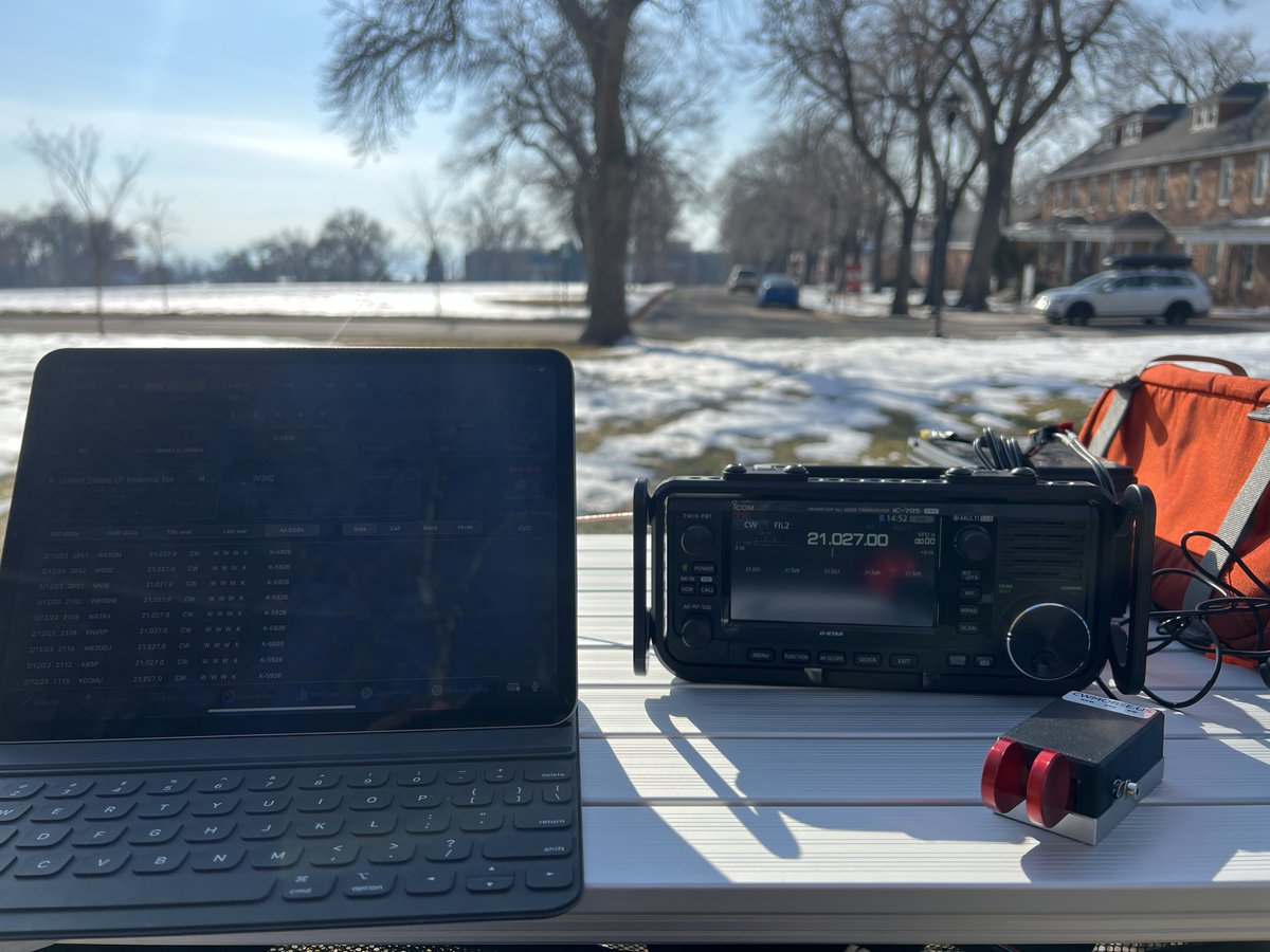 Mr_Cade's tweet photo. Quick #POTA activation from Fort Douglas K-5926 this afternoon on 15m. The new TufteIn EFHW antenna worked well! Thanks hunters! #HamRadio #AmateurRadio #CW #QRP @POTAspots https://t.co/9BTF2jlXIw