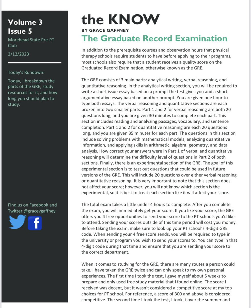 gracevgaffney's tweet photo. The KNOW is back! Today I talk about the Graduate Record Exam and how to study for it. @KaplanTest #theknow #physicaltherapy https://t.co/vgGZv8nJ7t