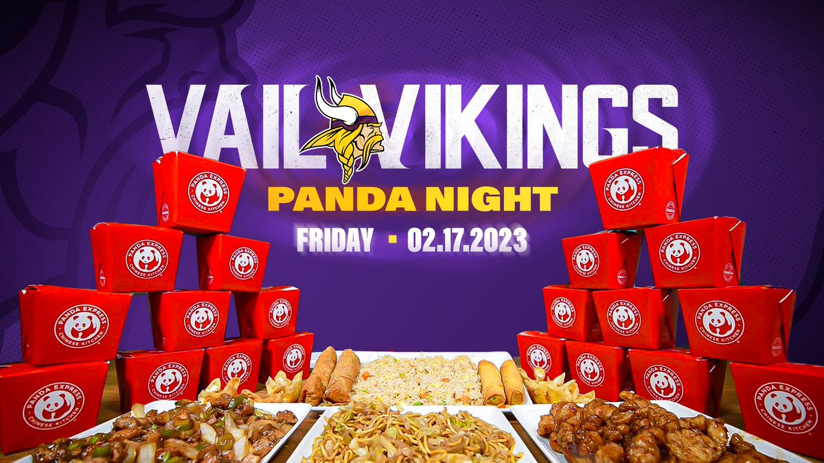 VailVikings's tweet photo. 💜💛Join us this Friday, February 17th from 5:00-7:00pm for Vail Vikings Panda Night! 💜💛

20% of event sales at Panda Express on Houghton will be donated to the Vail Vikings!

Please check out our website for more info:
https://t.co/8K4rS94JSv https://t.co/6MYRh4rqrp
